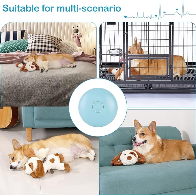 WEOK Heartbeat Dog Toy for Puppy- Helps for Dog Anxiety Relief and Calming Aid, Stuffed Animal Anxiety Calming Behavioral Aid Puppy Heartbeat Toy Sleep aid for Dogs Cats Pets