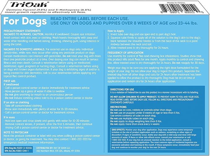 Flea and Tick Prevention for Dogs, 6 Doses Topical Flea Treatment, Helps Control Fleas, Ticks and Lice, for Medium Dogs 23–44 lbs, Waterproof, Fast Acting