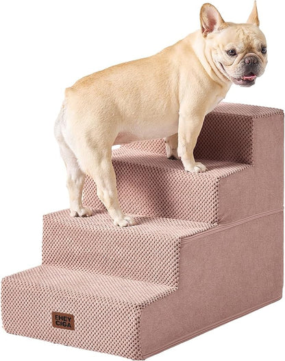 EHEYCIGA Dog Stairs for Bed 18" H, 4-Step Dog Steps for High Bed, Pet Steps for Small Dogs and Cats, Non-Slip Balanced Pet Ramp Indoor, Pink