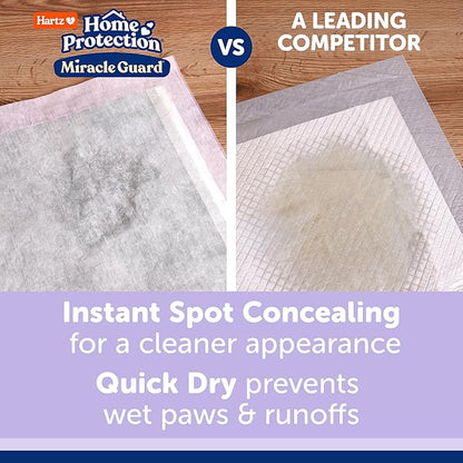 Hartz Miracle Guard Dog and Puppy Dog Pads Max Absorbency 24 Hour Use Odor Eliminating Lavender Scented No Leaks, X-Large Size 30 Count