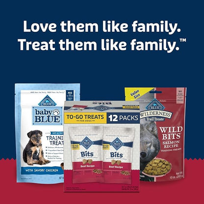 Blue Buffalo Bits Natural Soft Moist to Go Dog Training Treats Beef Recipe 1-oz Bags (Pack of 12)