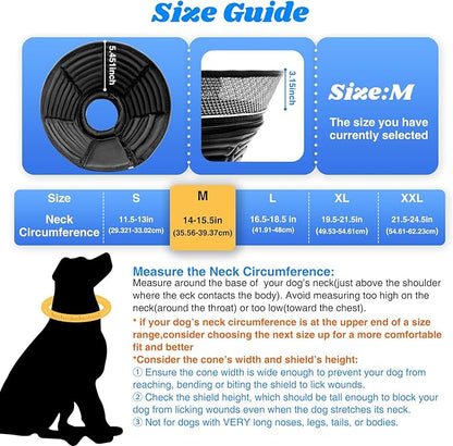 Inflatable Dog Cone for Dogs After Surgery,Soft Adjustable Elizabethan Collar for Medium Dogs,2-in-1 Dog Cone with Detachable Shield,Anti-Anxiety Comfortable Pet E-Collar Prevents Licking Wounds(M)