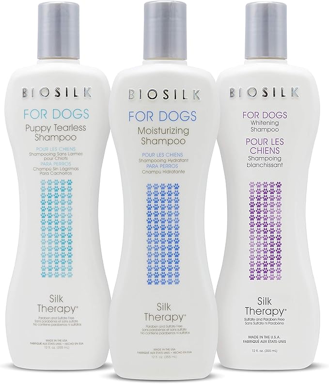 BioSilk for Dogs Puppy Tearless Shampoo, Gentle Dog Wash with Silk Proteins, Paraben and Sulfate Free Formula Helps Clean and Condition Coats for Puppies and Dogs, 12 Fl Oz - 6 Pack