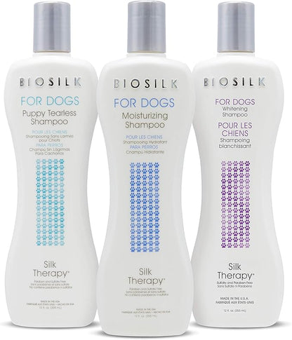 BioSilk for Dogs Puppy Tearless Shampoo, Gentle Dog Wash with Silk Proteins, Paraben and Sulfate Free Formula Helps Clean and Condition Coats for Puppies and Dogs, 12 Fl Oz - 6 Pack