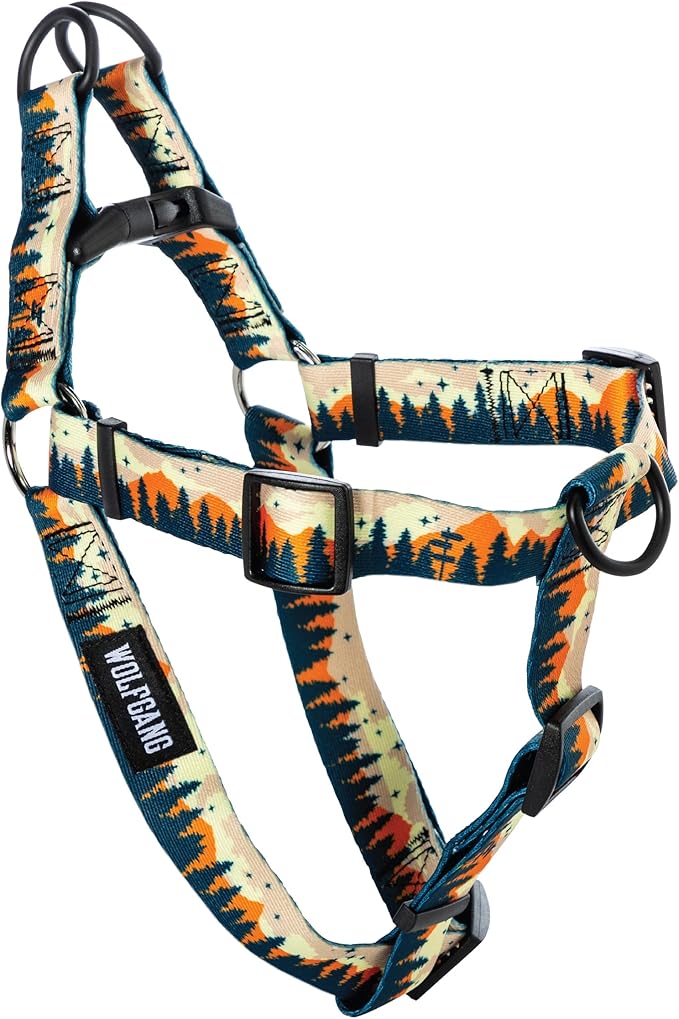 Wolfgang Heavy Duty Adjustable Dog Harness, Pull-Tested to Over 800 lbs for Walking & Training, Overland Print, Large