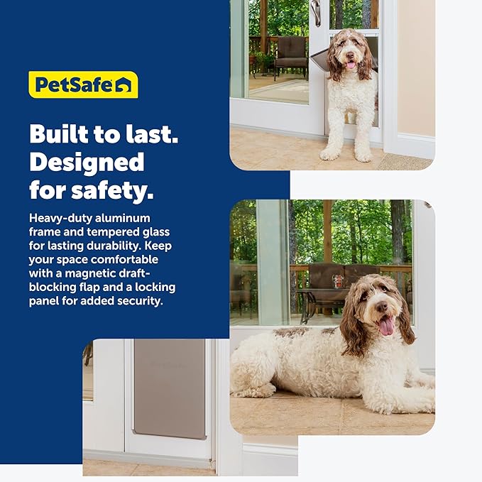 PetSafe Sliding Glass Pet Door - No-Cut DIY Install Doggy Door for Renters - Aluminum Frame - Adjustable Height 75 7/8" to 80 11/16" - Ideal for Extra Large Dogs Up to 220 lb - White