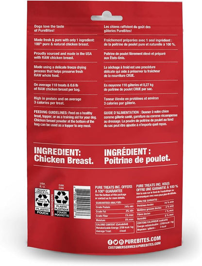 PureBites Chicken Breast Freeze Dried Dog Treats, 1 Ingredient, Made in USA, 3oz