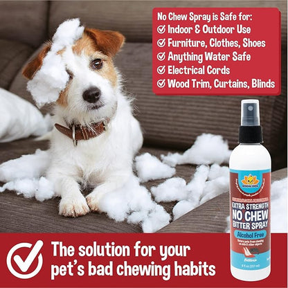 Bodhi Dog Bitter 2-in-1 No Chew & Hot Spot Spray (Alcohol Free) - Natural Anti-Chew Remedy Better Than Bitter Apple - Soothes Hot Spots, Deters Chewing - Safe for Skin, Wounds & Furniture (8 Fl Oz)
