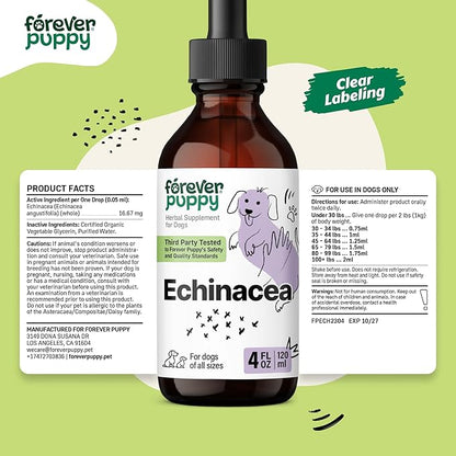 Forever Puppy Echinacea Drops for Dogs - Immunity Support & Respiratory Health w/Echinacea Herb Extract - Liquid Immune Support Supplement for Dogs of All Breeds & Sizes - 4 oz