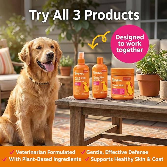 Zesty Paws Flea and Tick Prevention for Dogs Chewable - Prevention, Protection & Repellent - Dog Supplement to Kill & Control Fleas & Ticks - with Garlic, Thyme, Rosemary & Lemon Balm Extract - 90 Ct