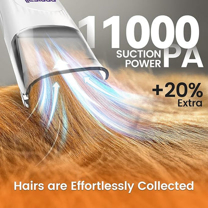 oneisall Dog Grooming Vacuum, Pet Grooming Vacuum with Clipper Nail Grinder, 1.5L Dust Cup Dog deshedding Vacuum Brush with 7 Pet Grooming Tools for Shedding Pet Hair, Home Cleaning(Purple)
