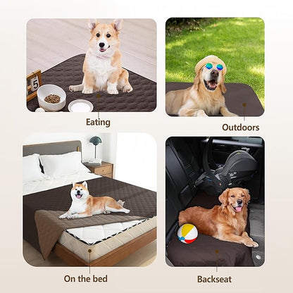 gogobunny 100% Double Sided Waterproof Dog Blanket Soft Pet Bed Cover Reversible Protect Furniture Couch Sofa Car for Puppy Large Dog Cat (Dark Coffee/Light Coffee, 82x82 Inch (Pack of 1))