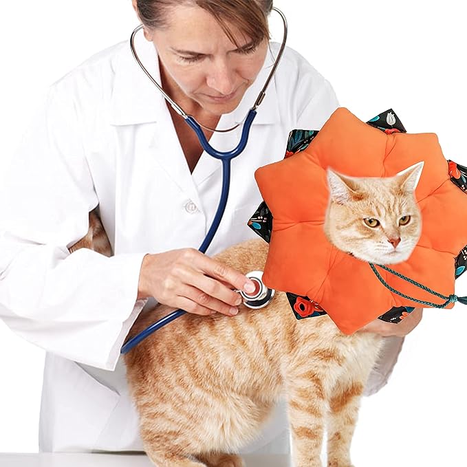 Adjustable Pet Cone Collar Soft for Cats and Dogs, Cute Recovery Pet E-Collar After Surgery, Wound Healing Protective Cone, Elizabethan Collars (Flower, L)