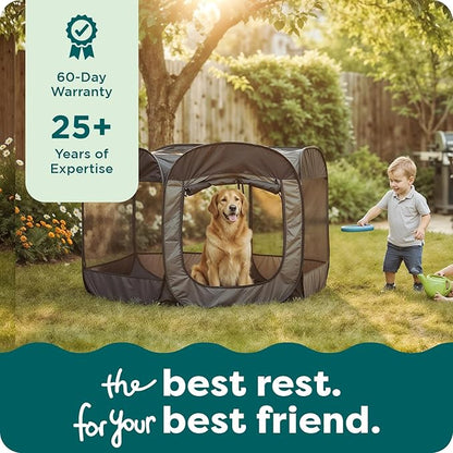 FurHaven Portable Pet Playpen for Dogs & Cats - Foldable Indoor Kitten Playpen with Mesh Sides, Pop Up Travel Dog Pen, Small, Gray