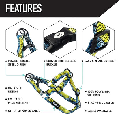 Wolfgang Heavy Duty Adjustable Dog Harness, Pull-Tested to Over 800 lbs for Walking & Training, DawnPatrol Print, Small