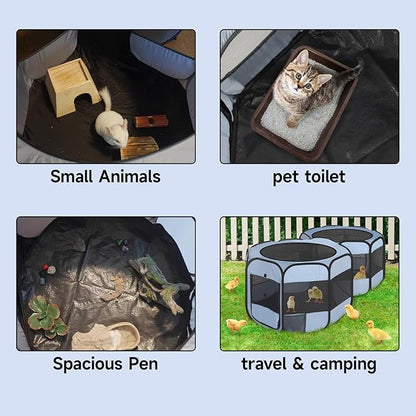 Pet Playpen Pop up Small Pet Cage Enclosure Tent Chick Run Brooder Coop Foldable Kennel for Kitten Ferret Puppy Guinea Pig Rabbit Hamster Chinchillas(No Divider, Unified Space)