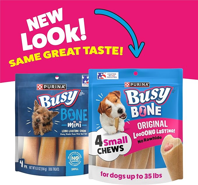 Busy Purina Busy Made in USA Facilities Small Breed Dog Bones; Mini - (8) 4 ct. Pouches