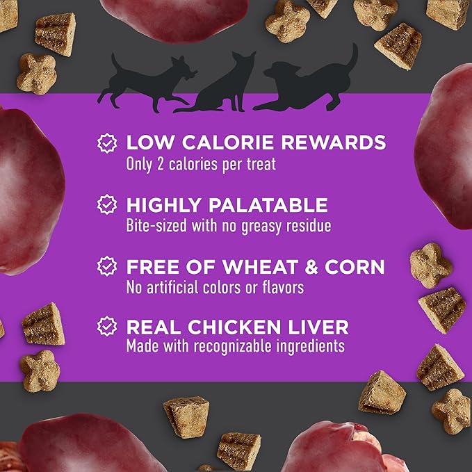 Cloud Star Tricky Trainers Crunchy Dog Training Treats 8 oz. Bag, Chicken Liver Flavor, Low Calorie Behavior Aid with 450 treats