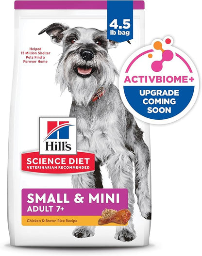 Hill's Science Diet Adult 7+ Small & Mini Dry Dog Food, Chicken & Brown Rice, 4.5 lb. Bag
