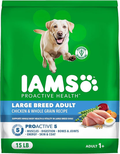 IAMS Proactive Health Large Breed Dry Dog Food, Adult Dry Dog Food for Large Breeds, Chicken, 15 lb.