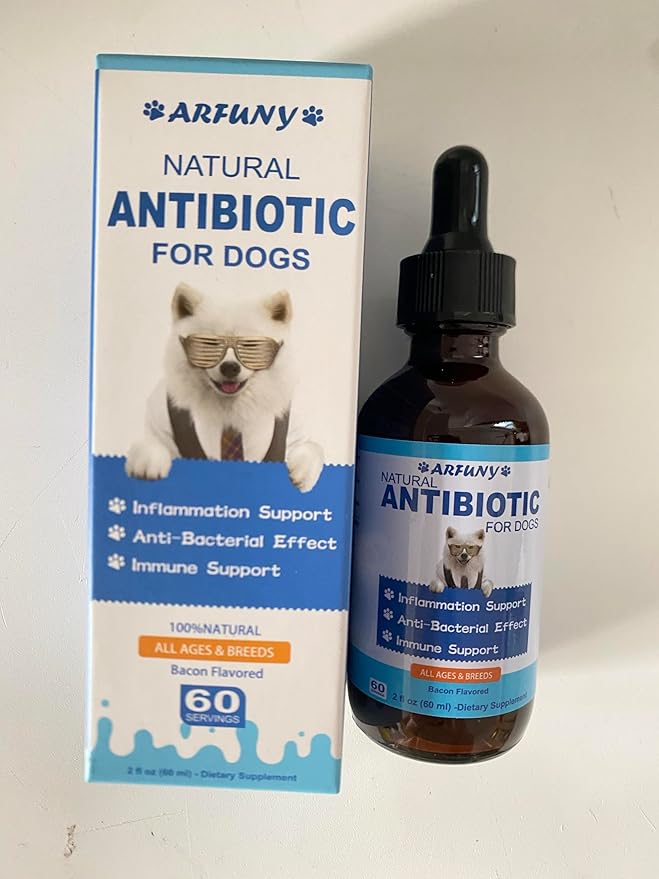 Natural Antibiotics for Dogs - 60ML Dog Antibiotic Drops - Itchy Skin Relief - Allergy Relief - Immune Support - with Organic Natural Ingredients - Bacon Flavor
