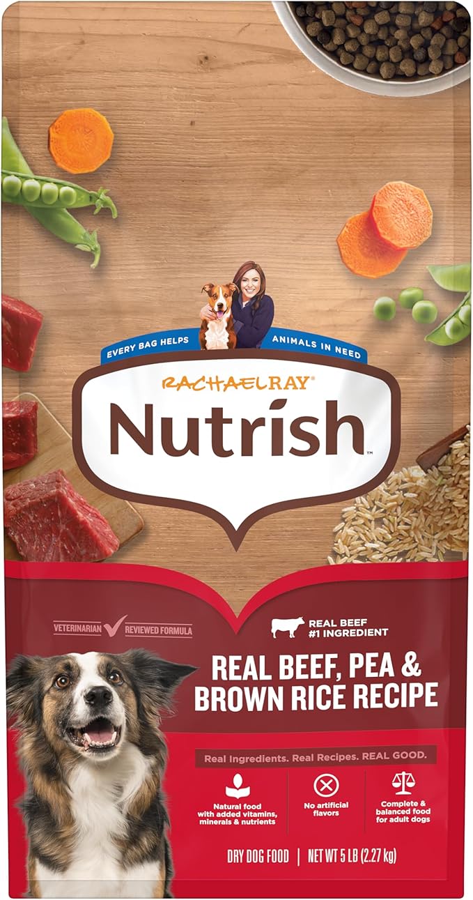 Nutrish Rachael Ray Adult Dry Dog Food Real Beef, Pea & Brown Rice Recipe, 5 lb. Bag