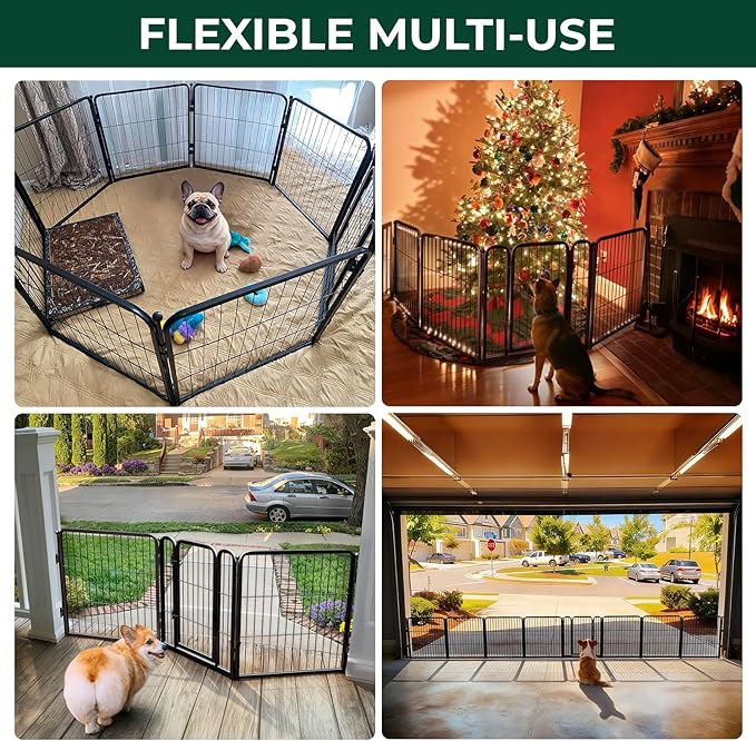 FXW Dog Gate Extra Wide Designed for Indoor Use, Adjustable Width Up to 46-inch Wide (24" H 2 Wire Panels for Puppies and Small Dogs), Black