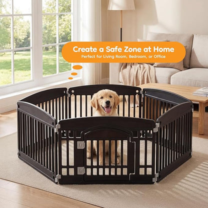 NEWBULIG Dog Playpen 6-Panel, 24IN Puppy Playpen, Stable Dog Play Pen Indoors/Outdoor with Secure Locking Door, Plastic Pet Fence for Small & Medium Dogs