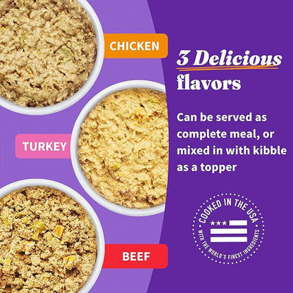 Halo Wet Dog Food Variety Pack, Three Canned Whole Meat Chicken Stew, Beef Stew, Turkey & Salmon Stew, 13.2 Oz Can (Pack of 6)