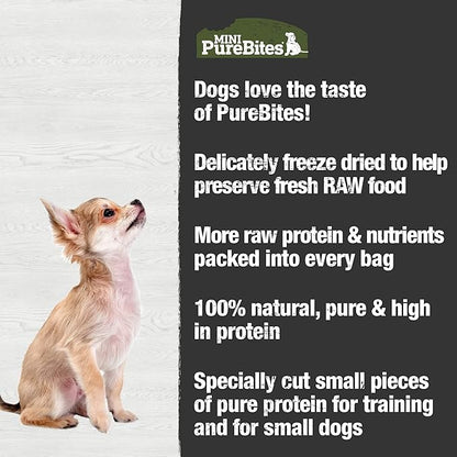 PureBites Mini Beef Liver Freeze Dried Dog Treats, 1 Ingredient, Made in USA, 3oz