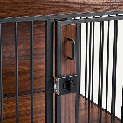 Amazon Basics Furniture Style Dog Crate, Two Bowls Included, 30" x 20.4" x 23.6", Walnut
