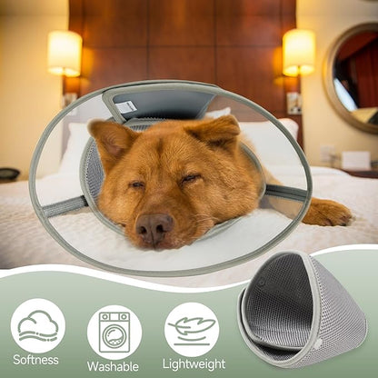 Soft Dog Cone Collar for Large Medium Small Dogs After Surgery, Adjustable Pet Recovery E-Collar, Elizabethan Collar for Dogs and Cats, Grey Small