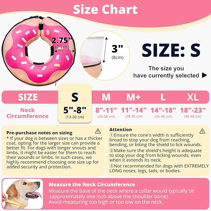 Inflatable Dog Cone with Transparent Shield, Protective Dog Donut Collar After Surgery to Stop Licking, Soft Donut Cone for Small Pets, Adjustable Recovery Collar with Buckle Visibility