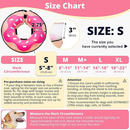 Inflatable Dog Cone with Transparent Shield, Protective Dog Donut Collar After Surgery to Stop Licking, Soft Donut Cone for Small Pets, Adjustable Recovery Collar with Buckle Visibility