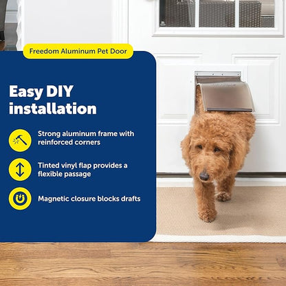 PetSafe Freedom Aluminum Pet Door for Dogs and Cats, Medium, White, Tinted Vinyl Flap