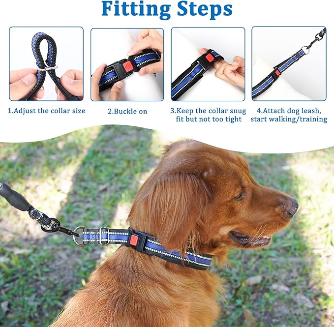 Mayerzon Martingale Collar for Dogs, No Pull Dog Collar with Reflective Strip for Small Medium Large Dogs, Anti Pulling Dog Collar with Buckle for Walking Training, Safe for Night Walk(Black, M)