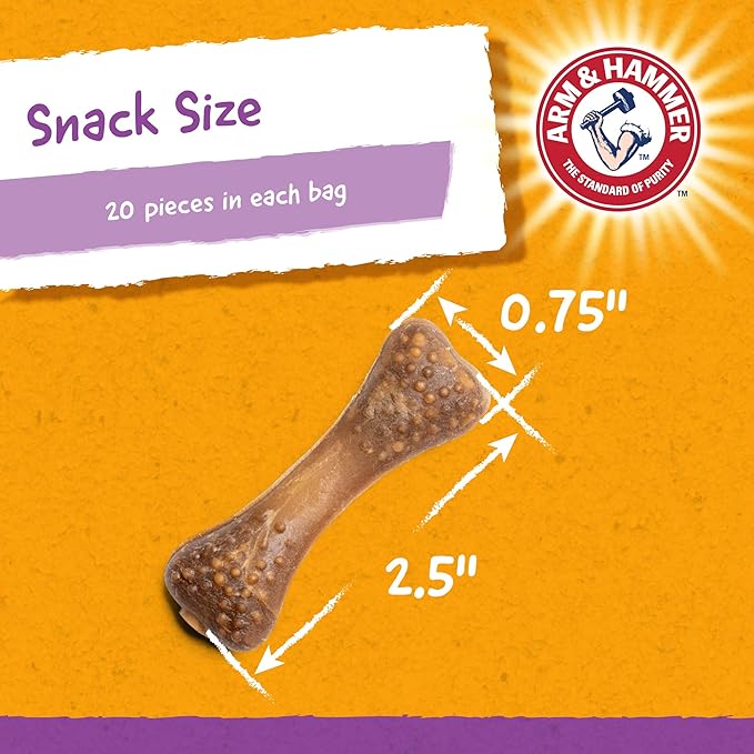 Arm & Hammer for Pets Nubbies Dental Treats - Baking Soda & Calcium Dog Dental Chews, Nubbed Texture Helps Scrub Plaque & Tartar While Chewing, Chicken Flavor, 20 Count, 7 Ounce - 24 Pack