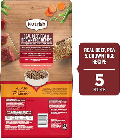 Nutrish Rachael Ray Adult Dry Dog Food Real Beef, Pea & Brown Rice Recipe, 5 lb. Bag
