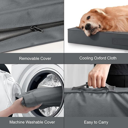 Outdoor Dog Bed for Small Dogs, Waterproof Dog Crate Bed for Medium Dogs Cats, Orthopedic Egg Crate Foam Pet Bed with Washable Removable Oxford Cover, Grey
