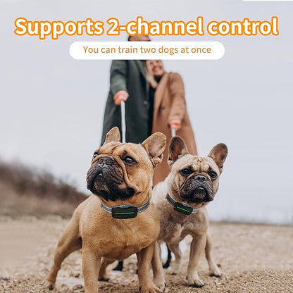 Dog Training Shock Collar 4300FT Dog Bark Collar with Remote IP67 Waterproof 4 Training Modes Beep Vibration Shock Light Mode Magnetic Charger Electric Dogs Collar 8-25 inches Double Shock Iron Black