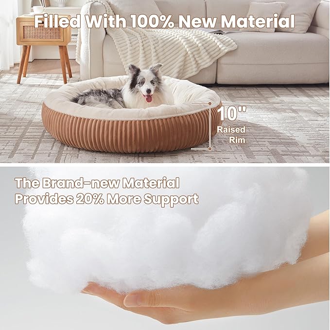 45 inches Donut Dog Bed for Extra Large Dogs,Calming Round Jumbo Pet Bed with Removable Cover, Washable Milk Plush Faux Fur, Fits Pets up to 100 lbs(Mocha,XL)
