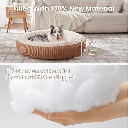 45 inches Donut Dog Bed for Extra Large Dogs,Calming Round Jumbo Pet Bed with Removable Cover, Washable Milk Plush Faux Fur, Fits Pets up to 100 lbs(Mocha,XL)