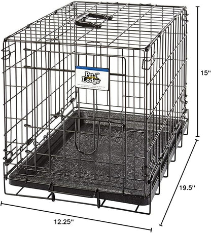 Pet Lodge® Wire Dog Crate | Small Pet Carrier | Easy to Clean | Multi-Functional Pet Crate | Single Door Crate | Great for Pets Up to 10lbs | X-Small