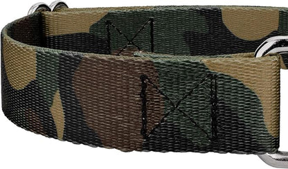 Country Brook Petz - Woodland Camo Martingale Dog Collar and Leash - Camouflage Collection Featuring Rugged Designs (1 Inch, Large)