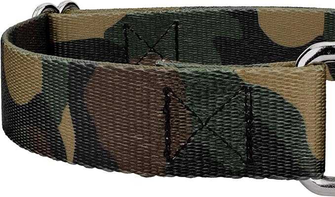 Country Brook Petz - Woodland Camo Martingale Dog Collar and Leash - Camouflage Collection Featuring Rugged Designs (5/8 Inch, Small)