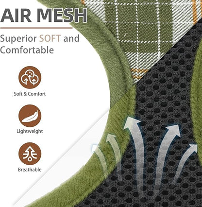 PUPTECK Soft Mesh Dog Harness and Leash Set Pet Puppy Cat Comfort Padded Vest No Pull Harnesses, Olive Green, L