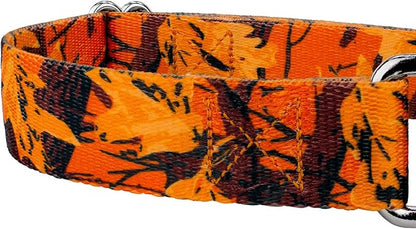 Country Brook Petz - Orange Sunset Camo Martingale Dog Collar and Leash - Military and Camo Collection Featuring Rugged Designs (1/2 Inch, Extra Small)