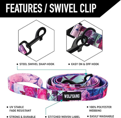 Wolfgang Heavy Duty Dog Leash, Pull-Tested to Over 800 lbs for Walking & Training, Daydream Print, Small