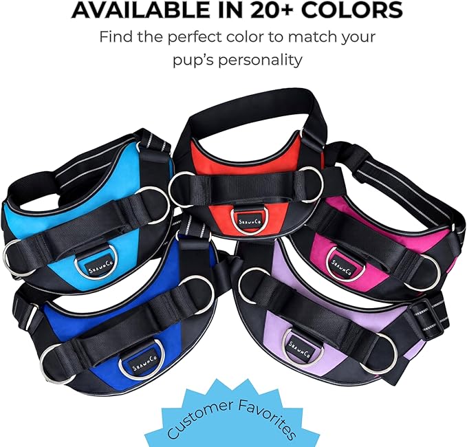 ShawnCo Essential Dog Harness, No-Pull Pet Vest with 3 Leash Clips, No Choke, Reflective, Adjustable and Padded, for Easy Walking and Training for Small, Medium and Large Dogs (Rose Gold, L)