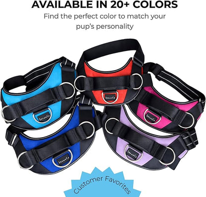 ShawnCo Essential Dog Harness, No-Pull Pet Vest with 3 Leash Clips, No Choke, Reflective, Adjustable and Padded, for Easy Walking and Training for Small, Medium and Large Dogs (Midnight, XS)